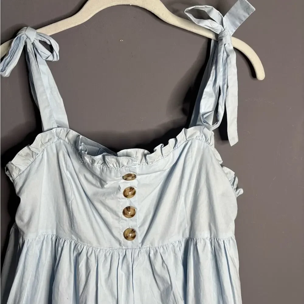Urban Outfitters Blue Cotton Tie Strap Babydoll Dress Medium